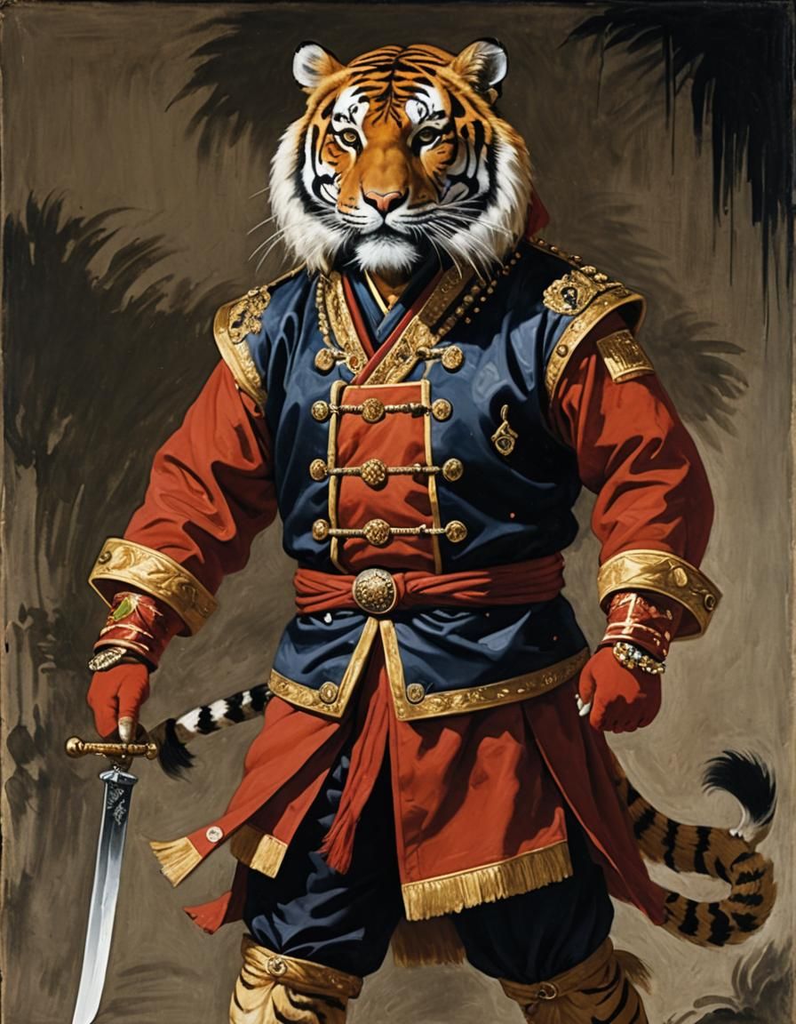 Regally Dressed Tiger Officer in Old Bombay