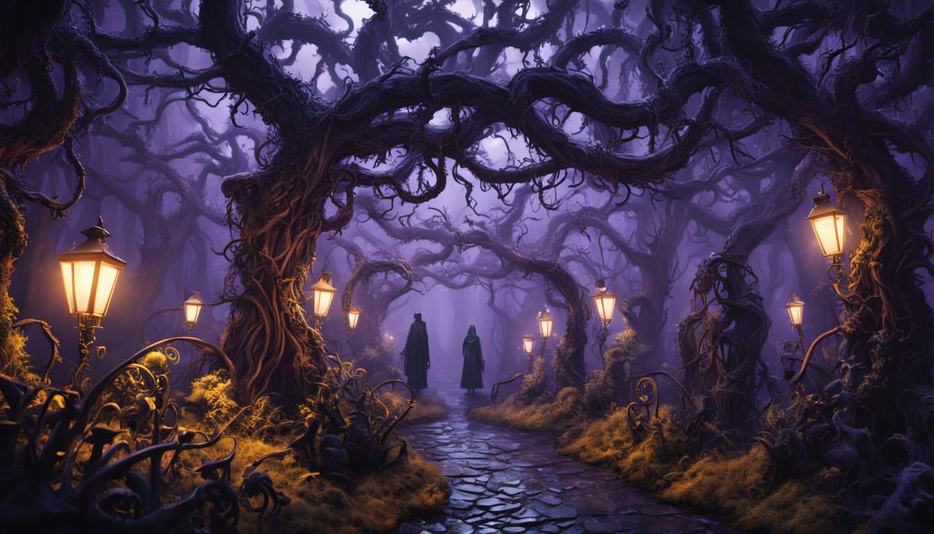 Dark Fantasy Maze with Overgrown Hedges