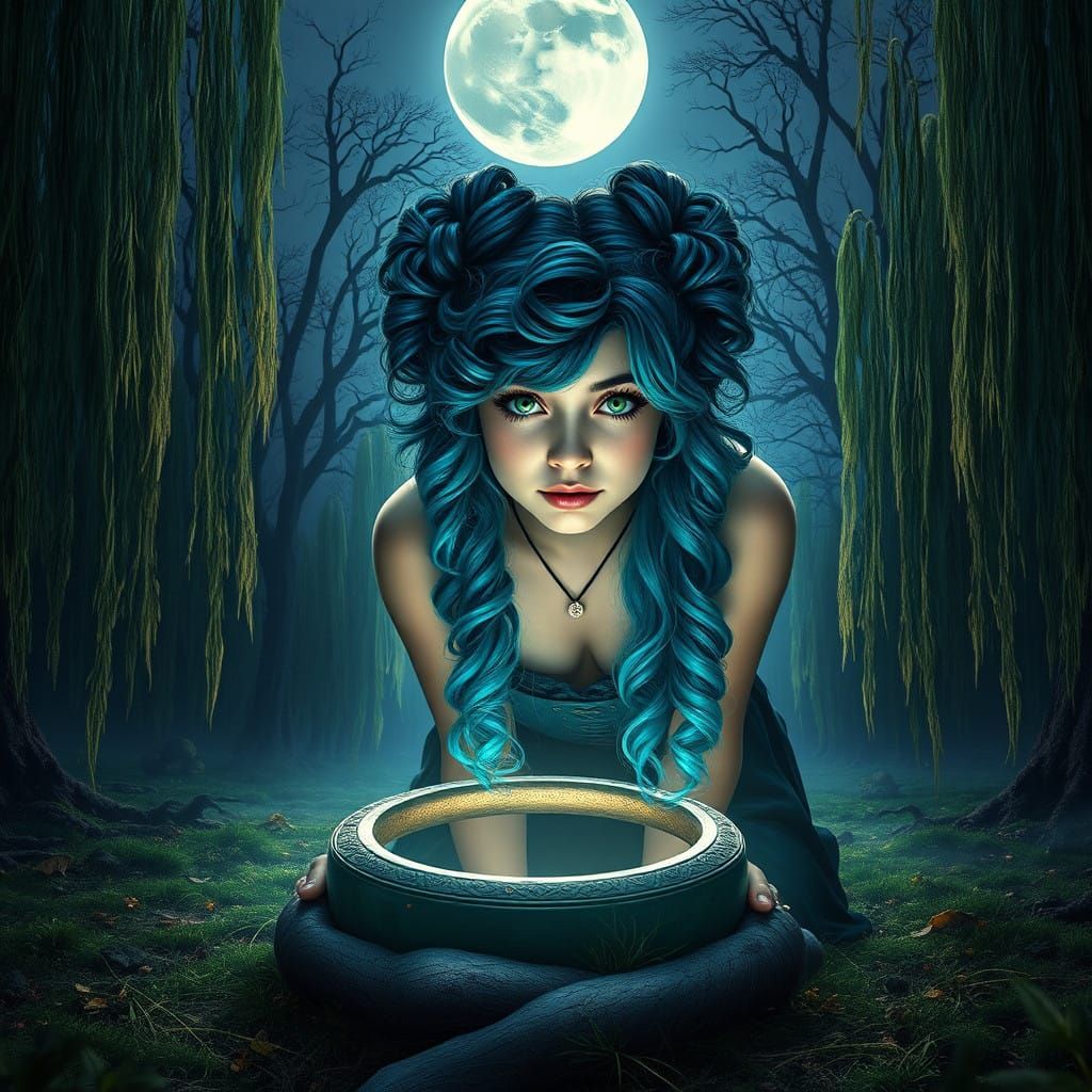 Mystical Forest Maiden Under the Whimsical Moon