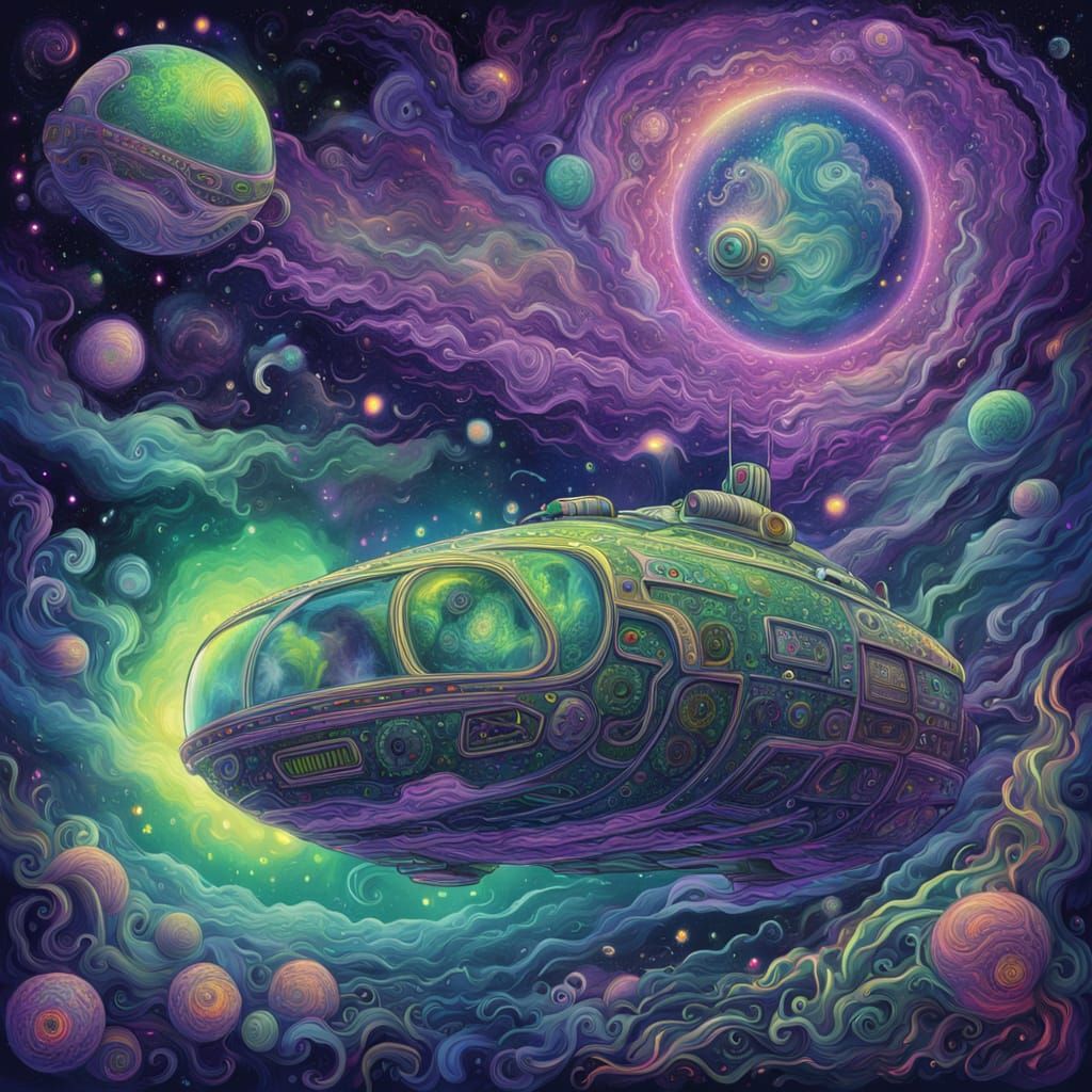 Holographic Astral Cosmic Illustration in Psychedelic Colors