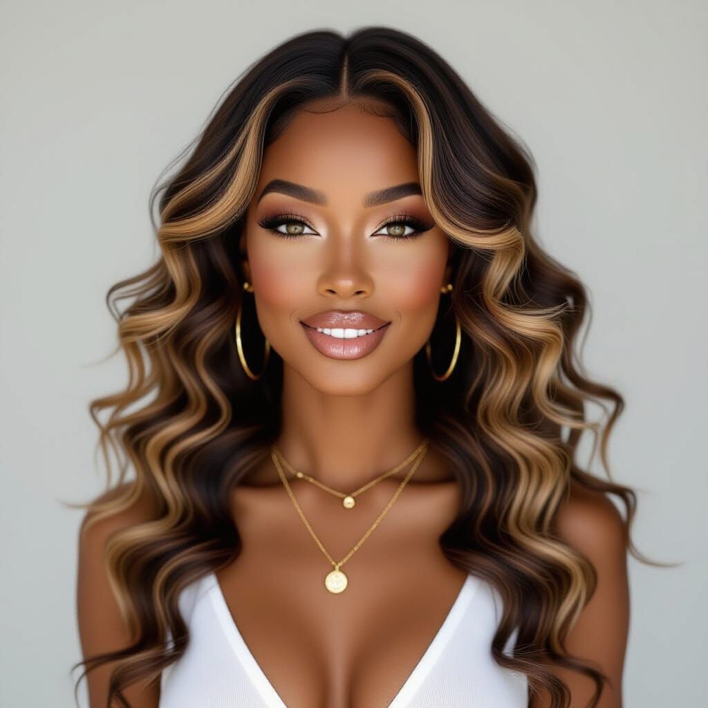 Photorealistic Portrait of a Glamorous Black Woman