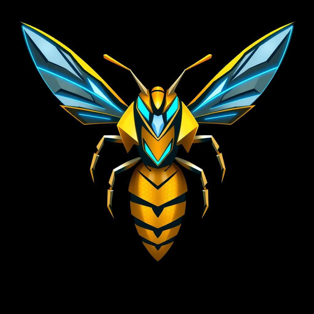 Futuristic Hornet Monogram with Neon Accents