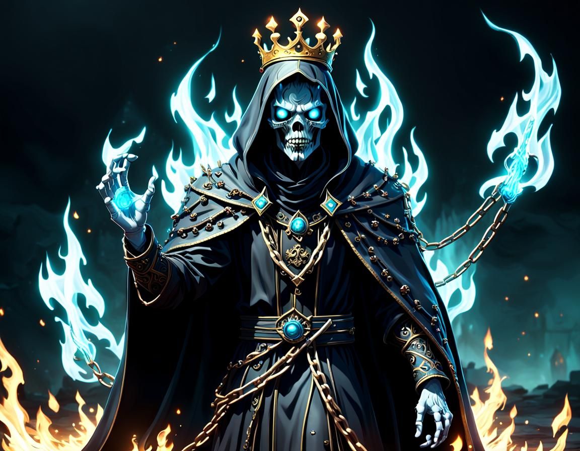 Specter Undead in Shimmering Cloak with Burning Crown