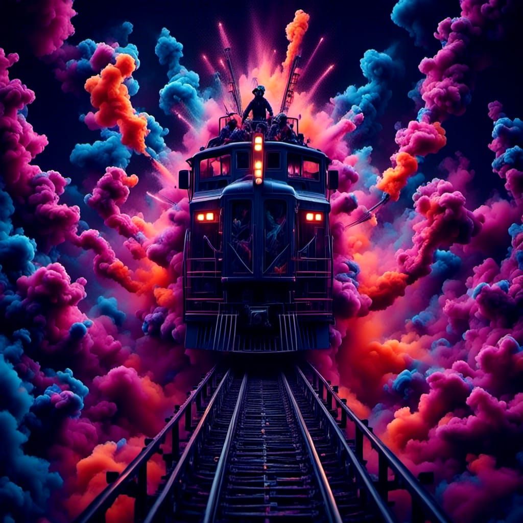 Clowns on Rollercoaster with Ethereal Lights