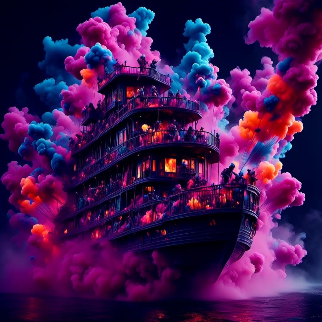 Clowns on a Rollercoaster Under a Full Moon