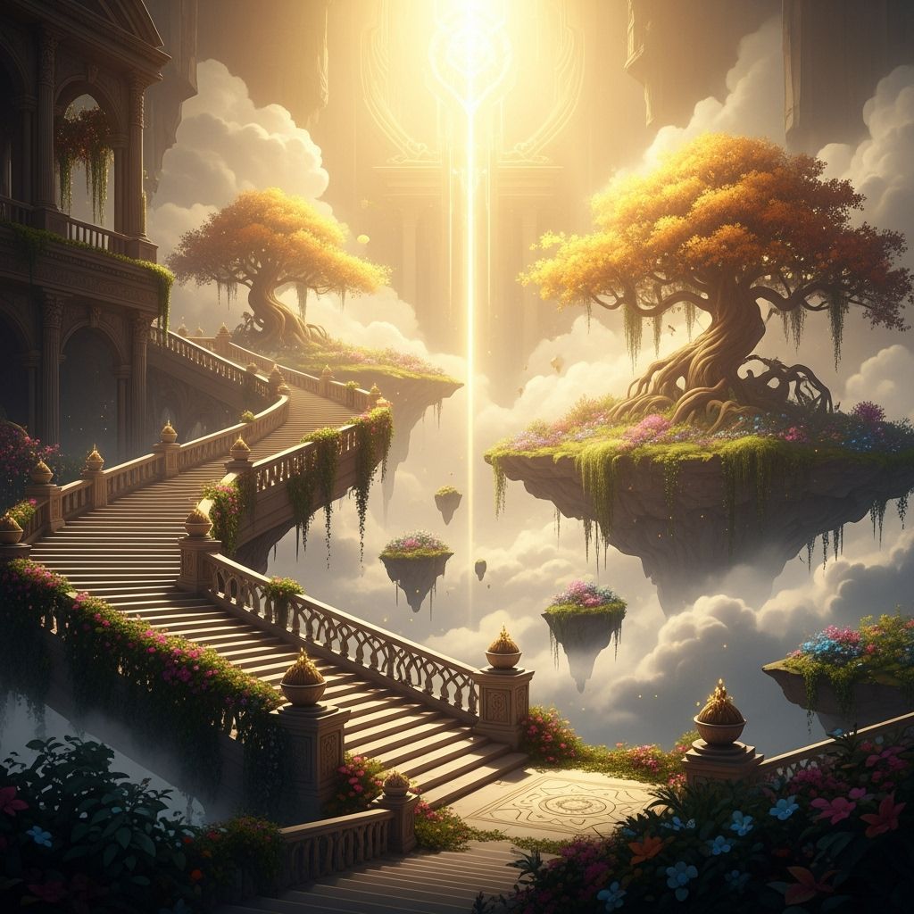 Ethereal Heavenly Realm with Golden Light