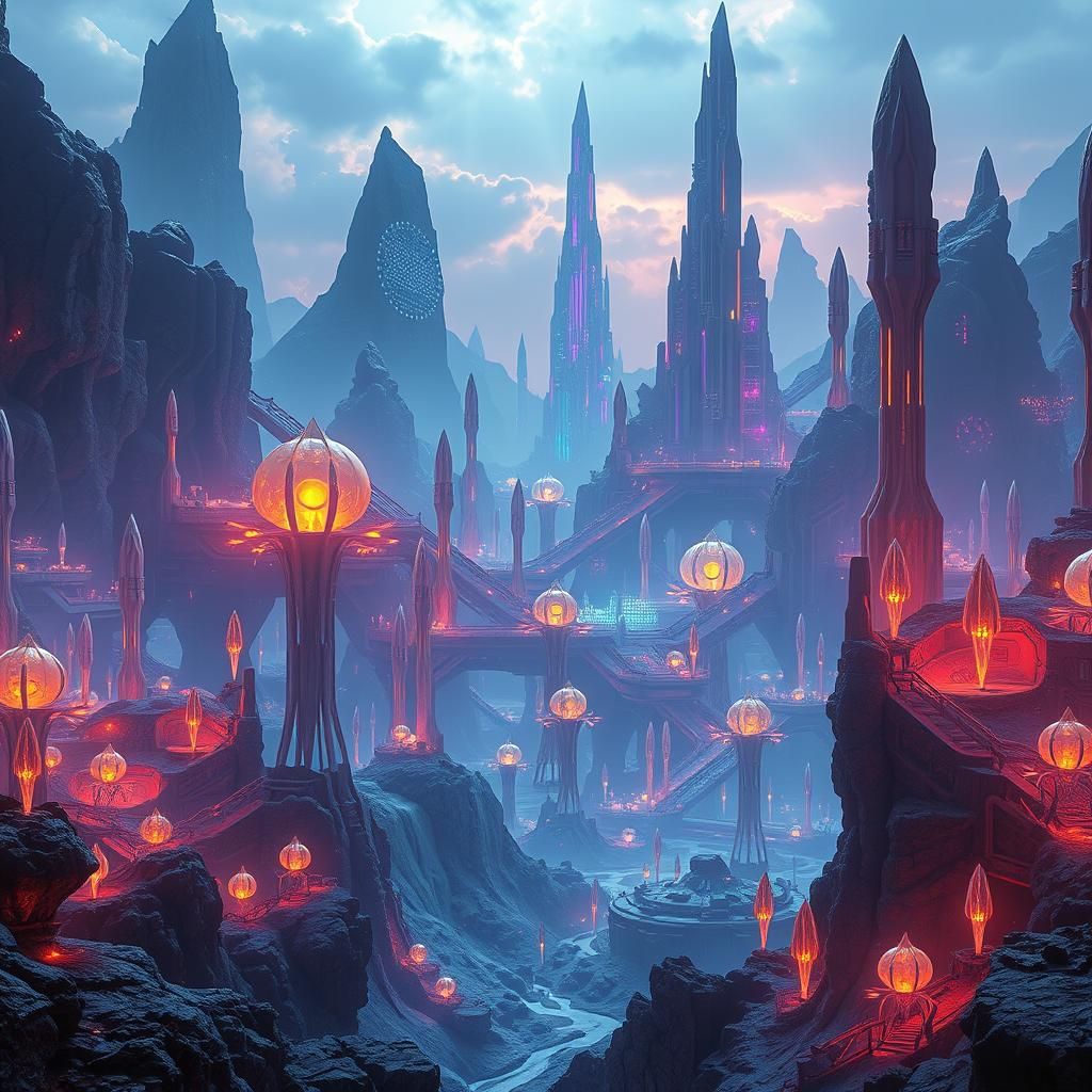 Extraterrestrial Mining Colony in a Cinematic Style