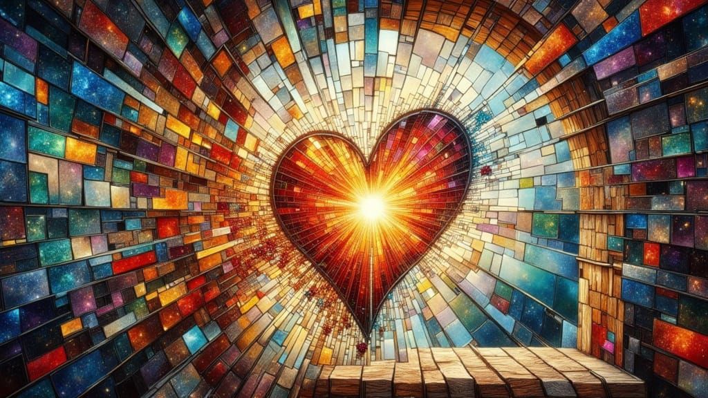 Glittering Heart: Sunlight Through Shattered Stained Glass