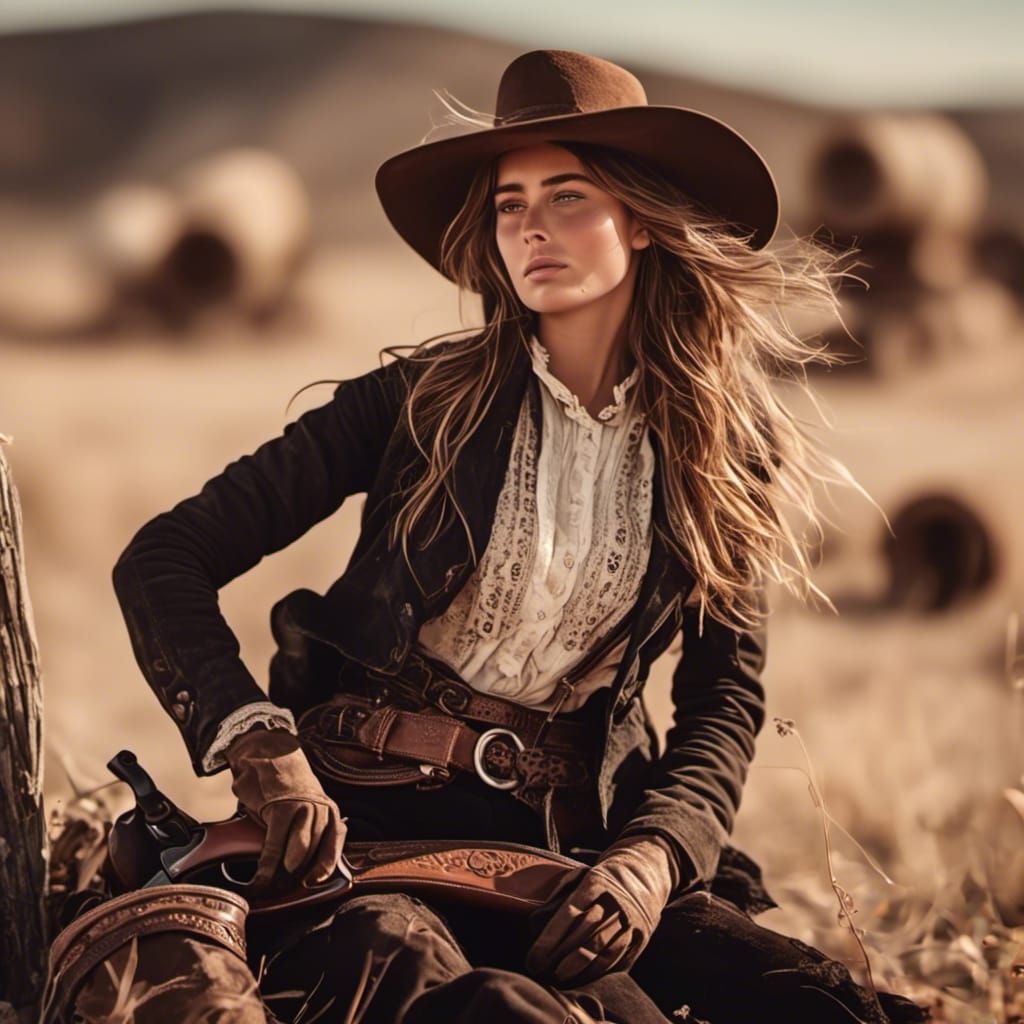 Female Gunslinger in the Old West, 1890s Style