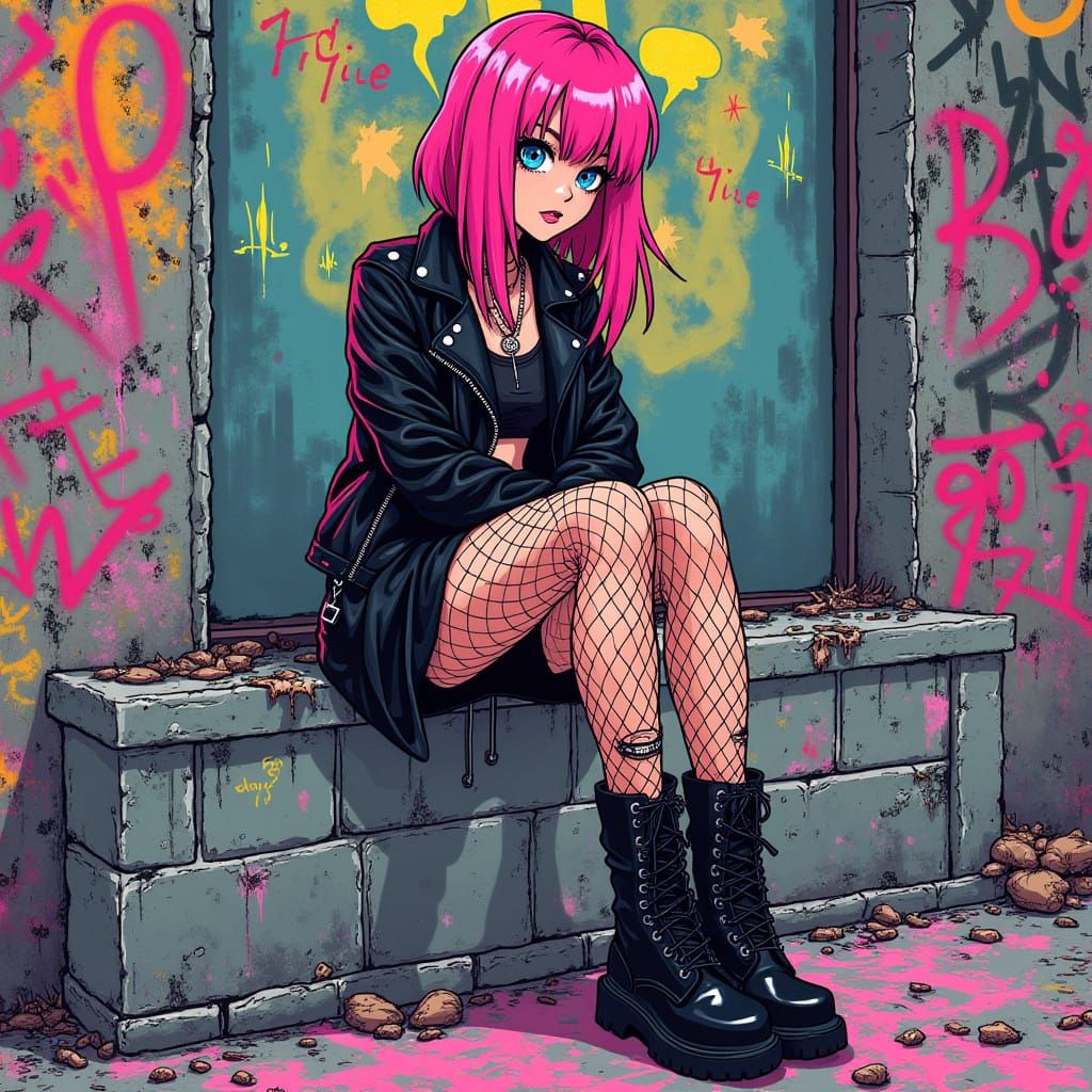 Bold Psychedelic Teenage Rebel in Vibrant Urban Decay