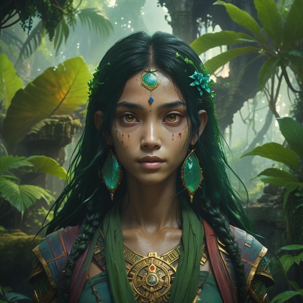 Lush Jungle Ruins Concept Art in Golden Light