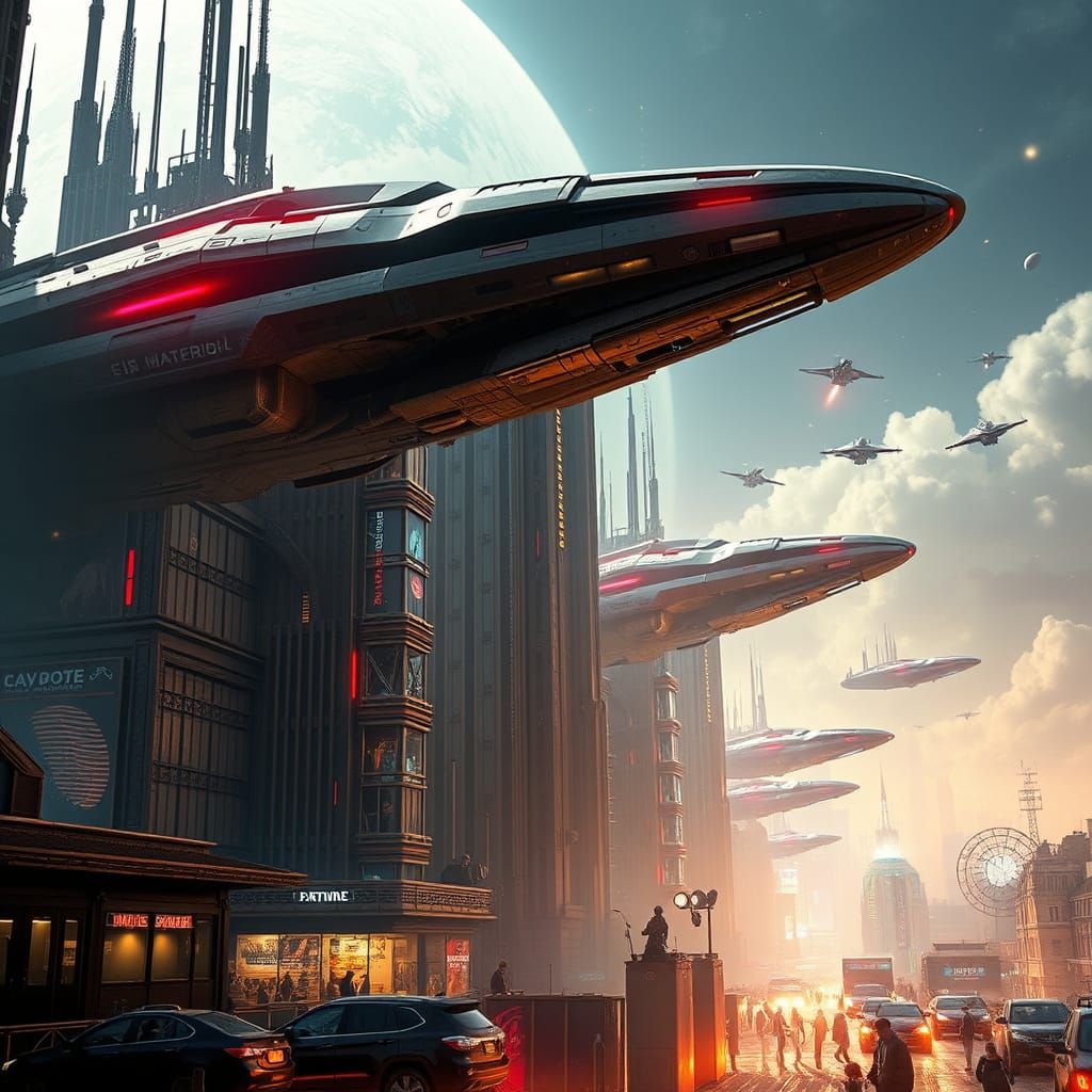 Futuristic City Under Alien Attack