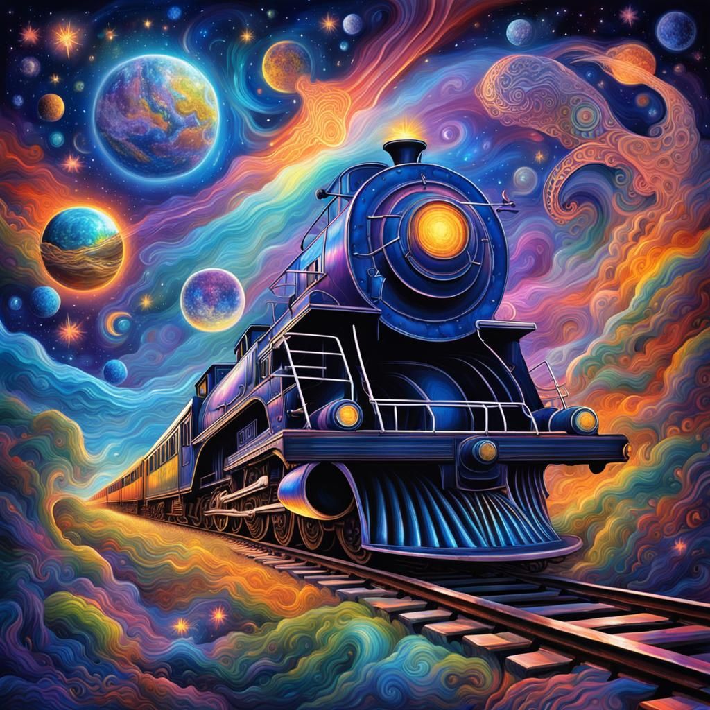 Cosmic Peace Train Holographic Illustration