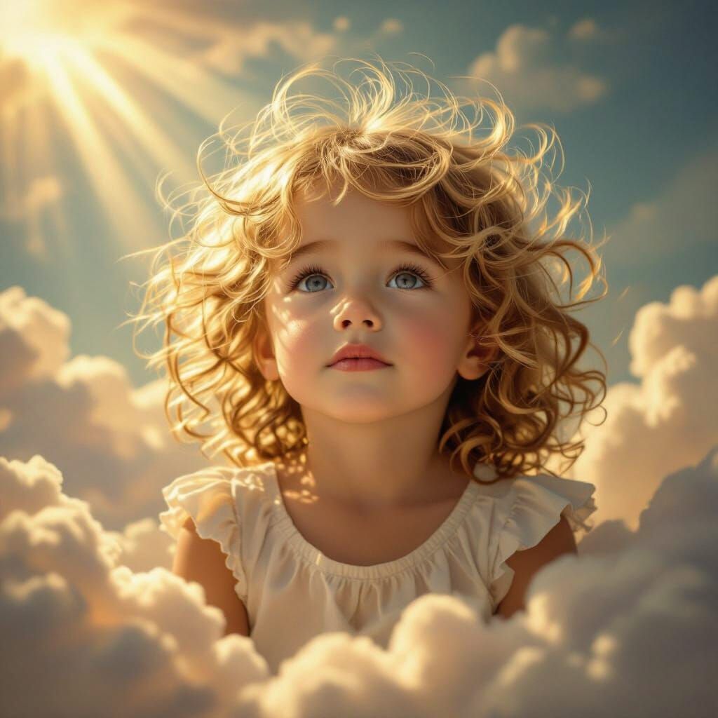 Girl's Divine Portrait in Ethereal Sunshine