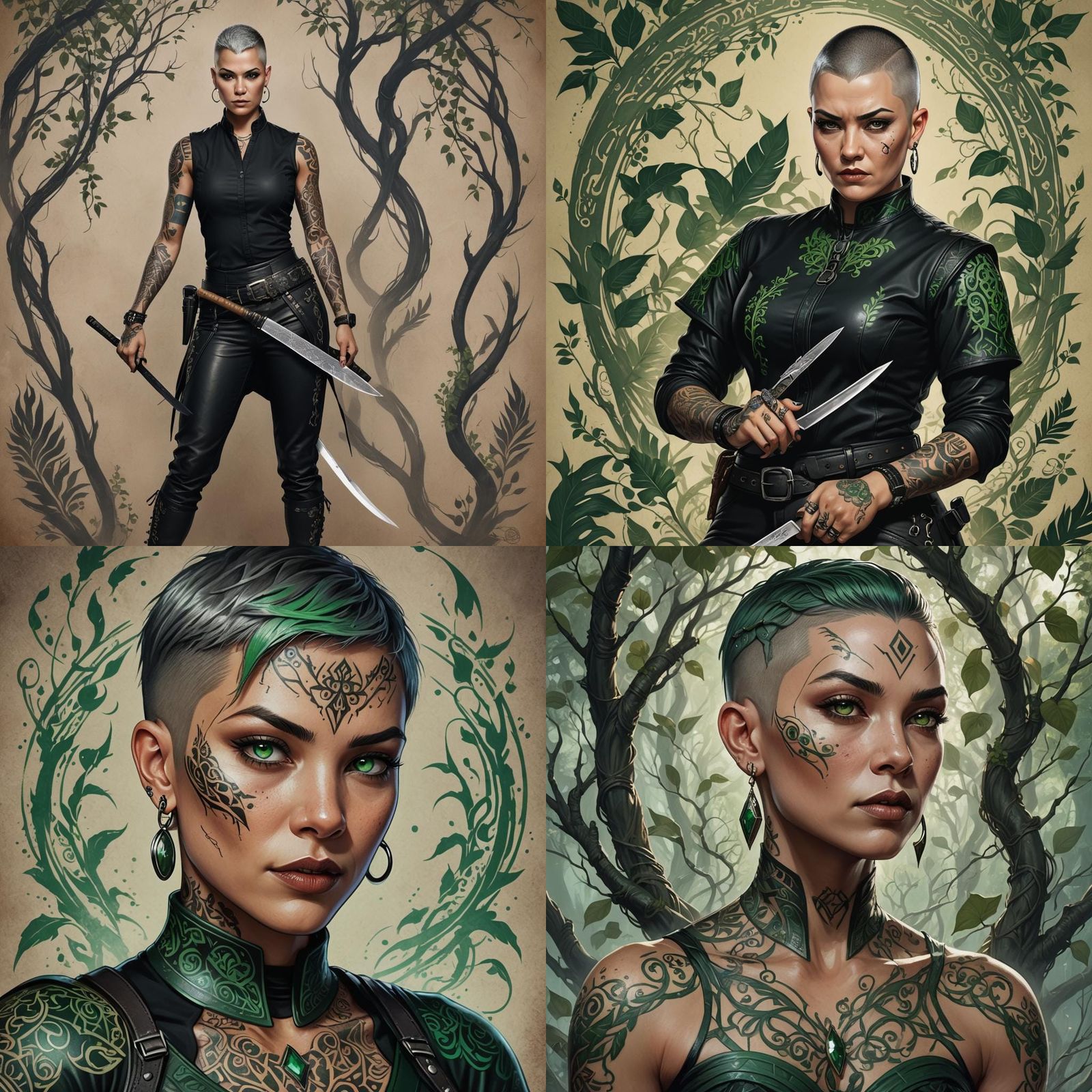 Tattooed Woman with Knife: Fantasy Concept Art