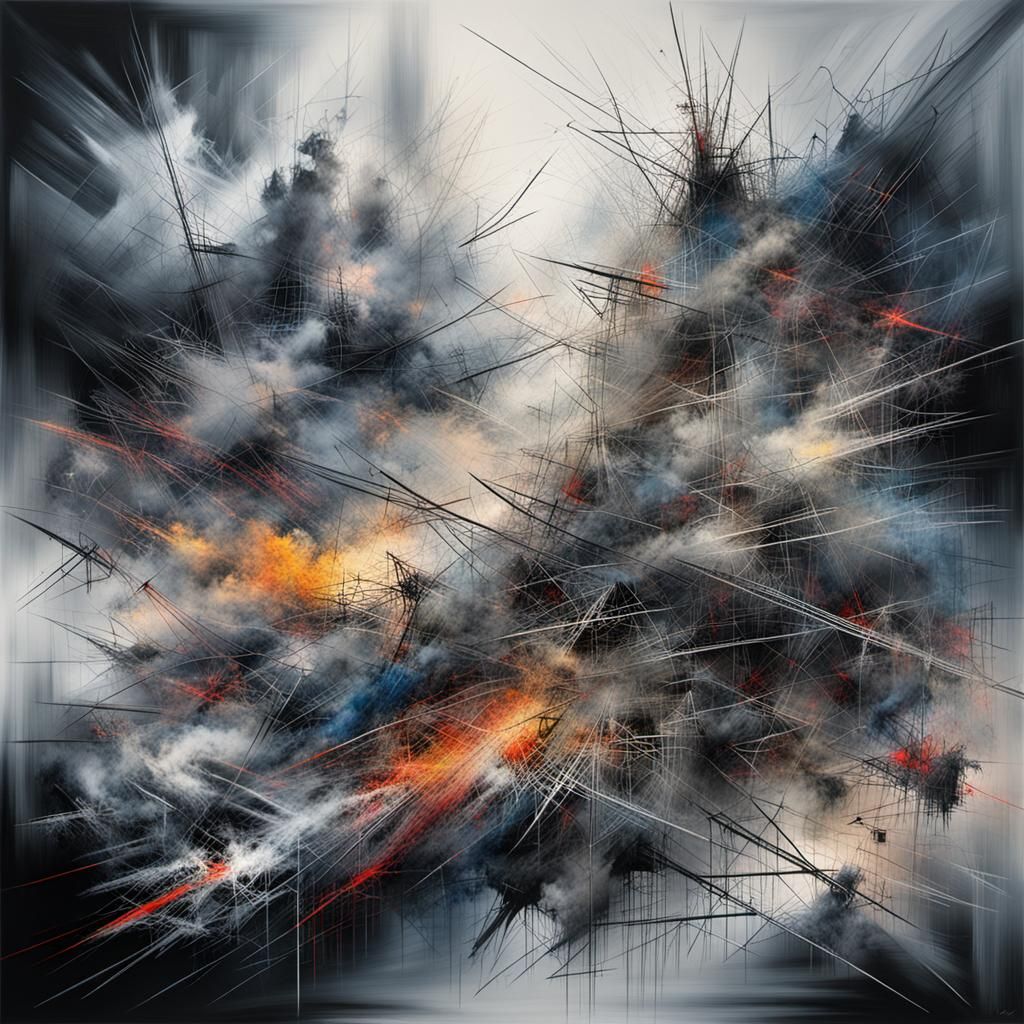 Abstract Painting in Julie Mehretu Art Style