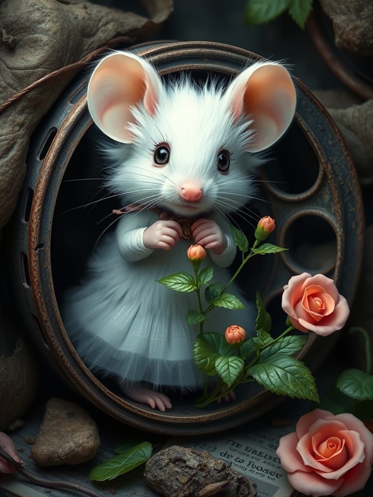Mouse Movie Star Finds Film Reel Garden