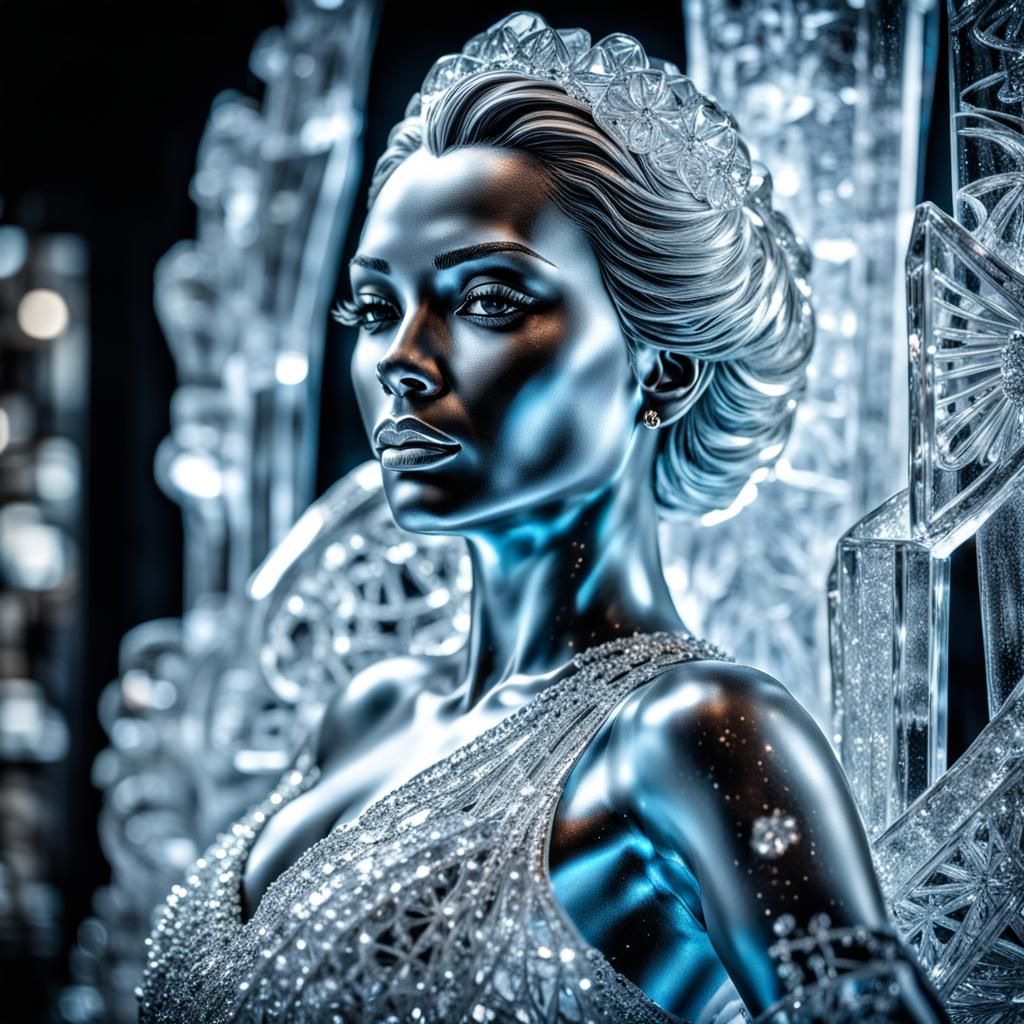 Ice sculpture of a beautiful woman
