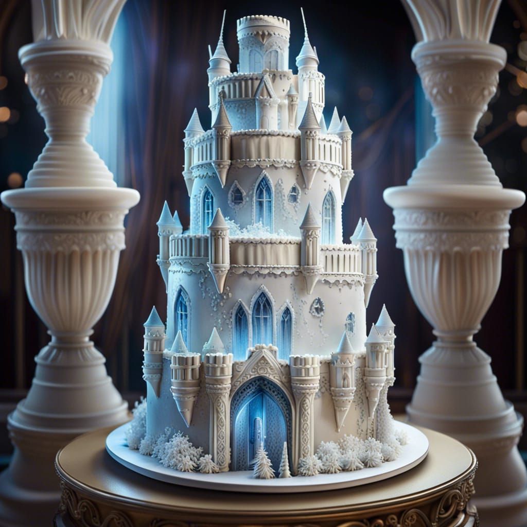 Magical Castle Wedding Cake with Miniature Couple