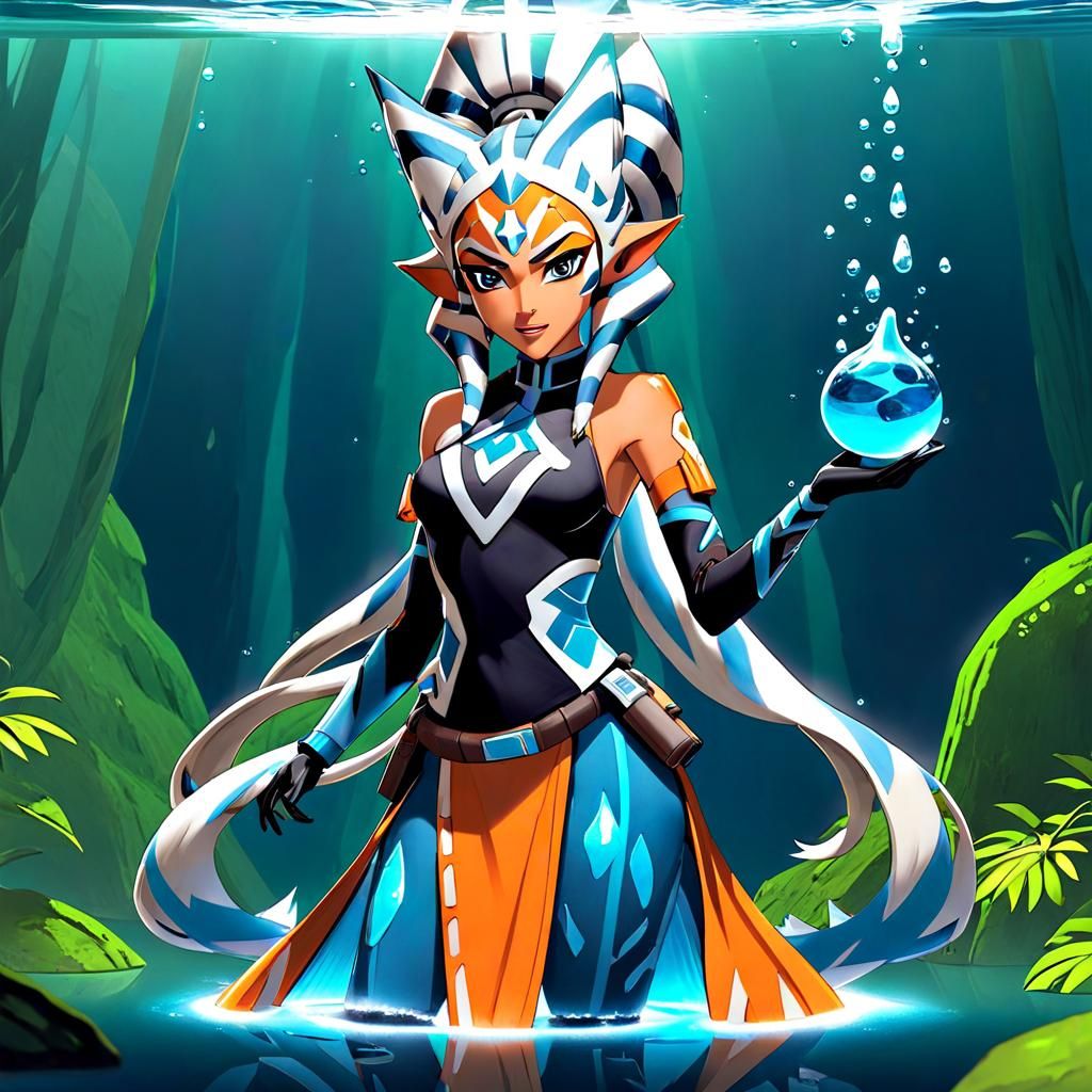 Ahsoka Tano as a Blue Slime Girl