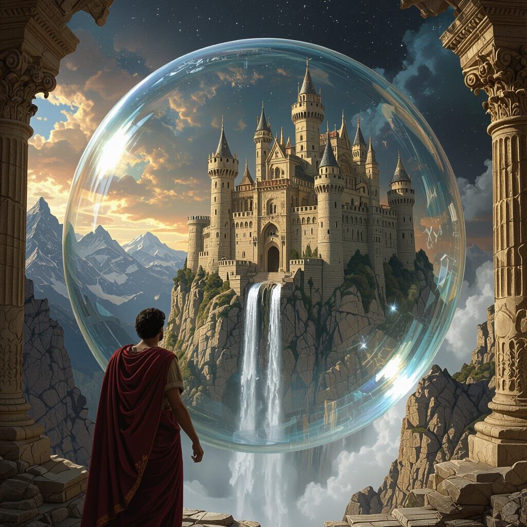 Ancient Roman in Space Views Stone Castle