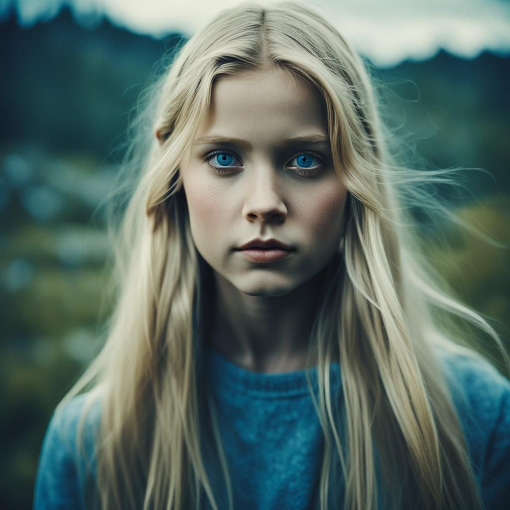 Beautiful Swedish Girl in Cinematic Film Still