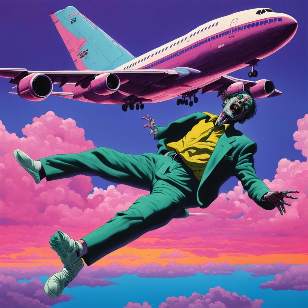 Vaporwave Zombie Plummets From Jumbo Jet