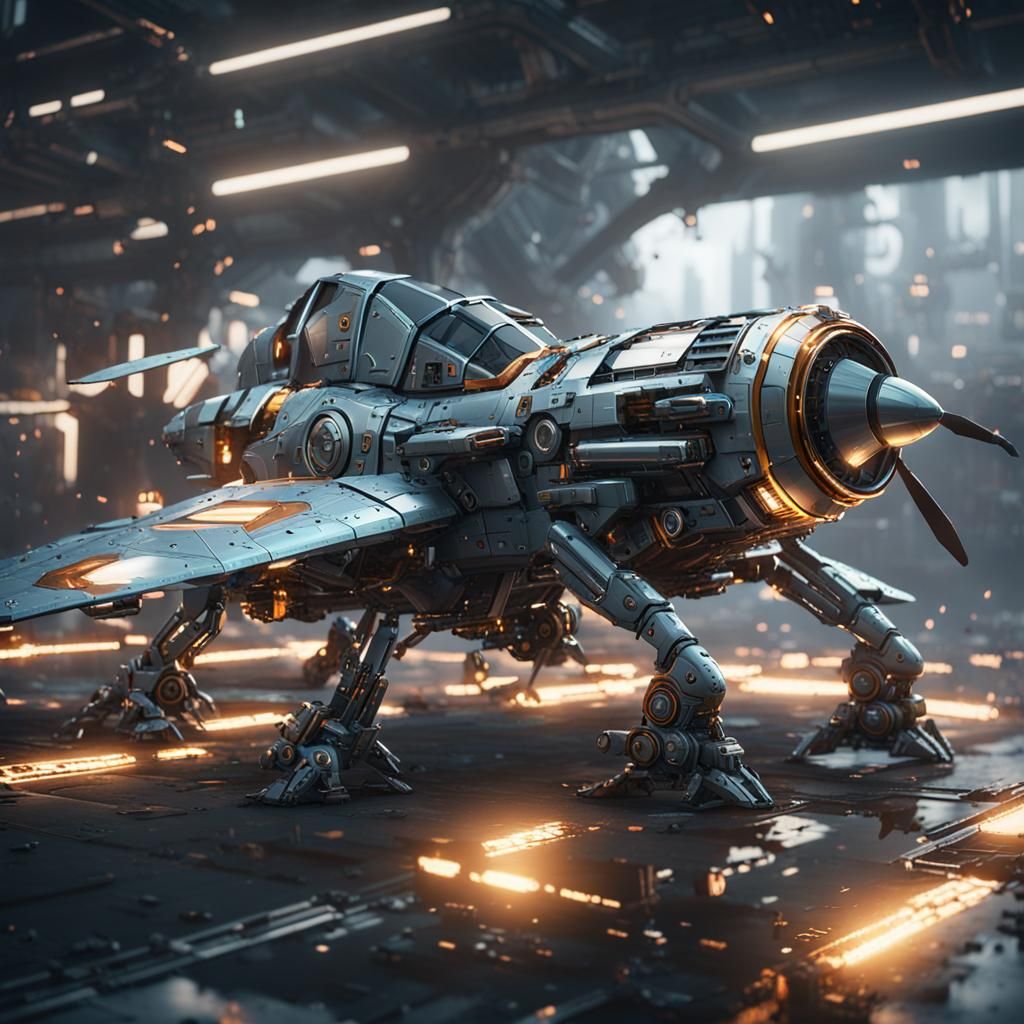 Futuristic Sci-Fi Spitfire in Polished Metal