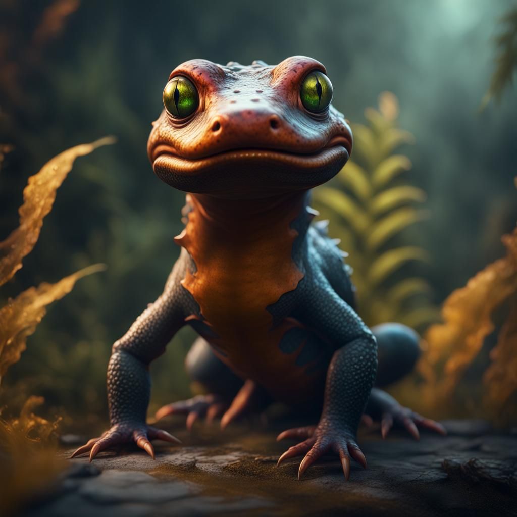 Anthropomorphic Salamander in Detailed Fantasy Art