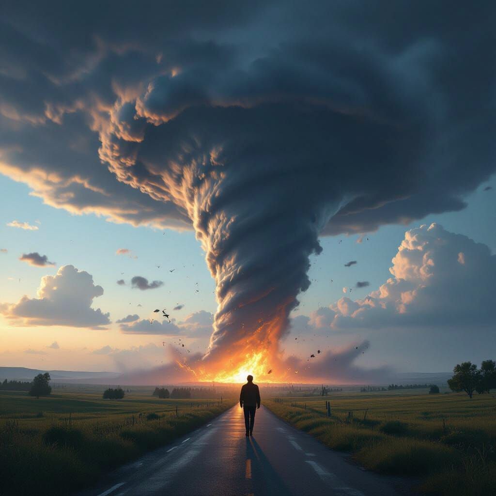 Massive 5 Mile Wide Tornado in Dramatic 3D Style