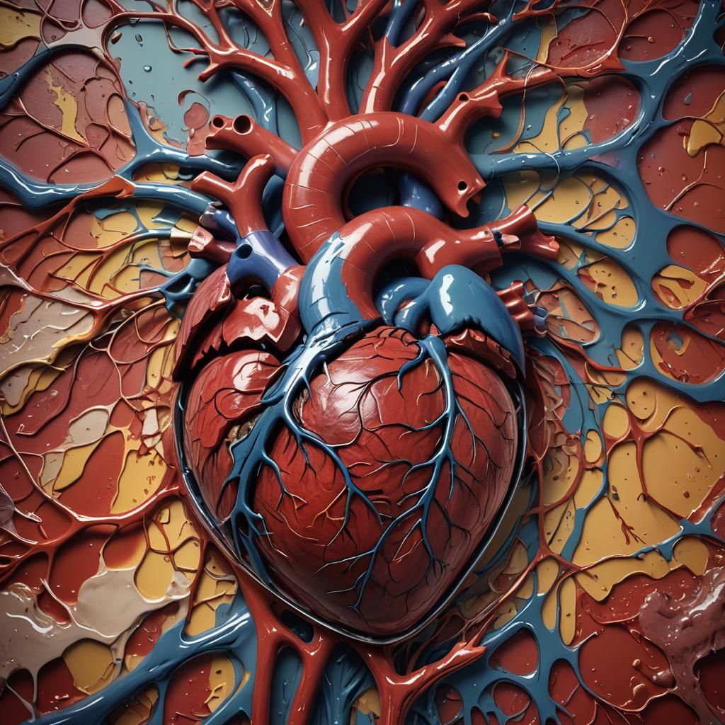 Detailed Human Heart in Body Cavity: Hyperrealistic Splash A...