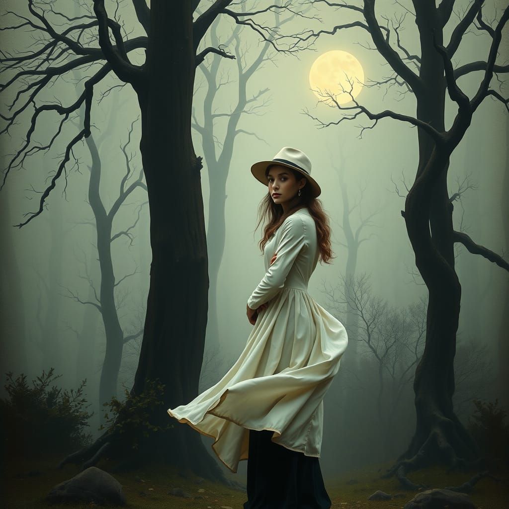 Dreamy Moonlit Forest in Ethereal Style