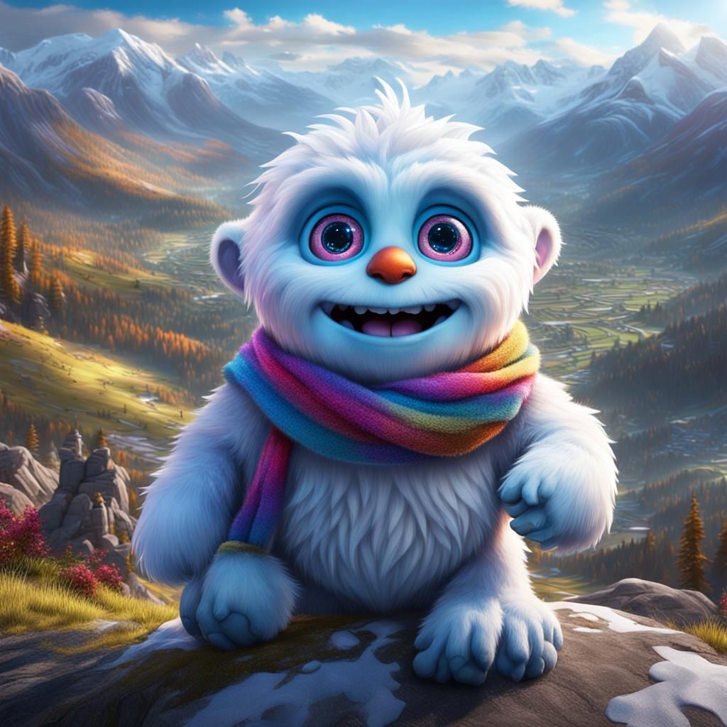 Happy Baby Abominable Snowman Fantasycore Artwork