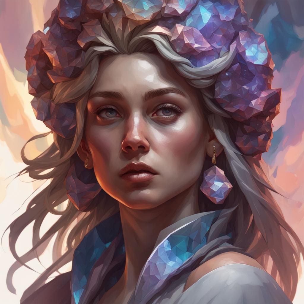 Geode Portrait in Hyperdetailed Digital Art Style