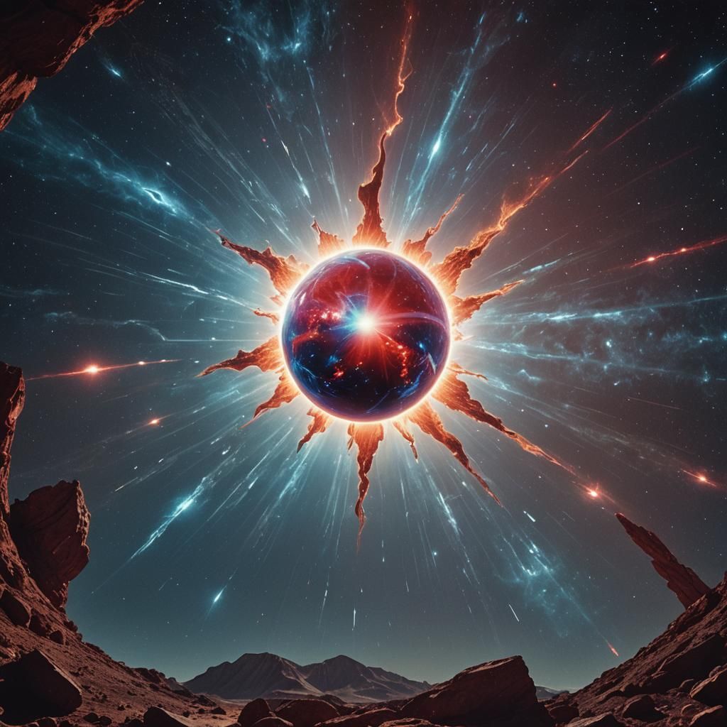 Dramatic Supernova with Blue and Red Suns