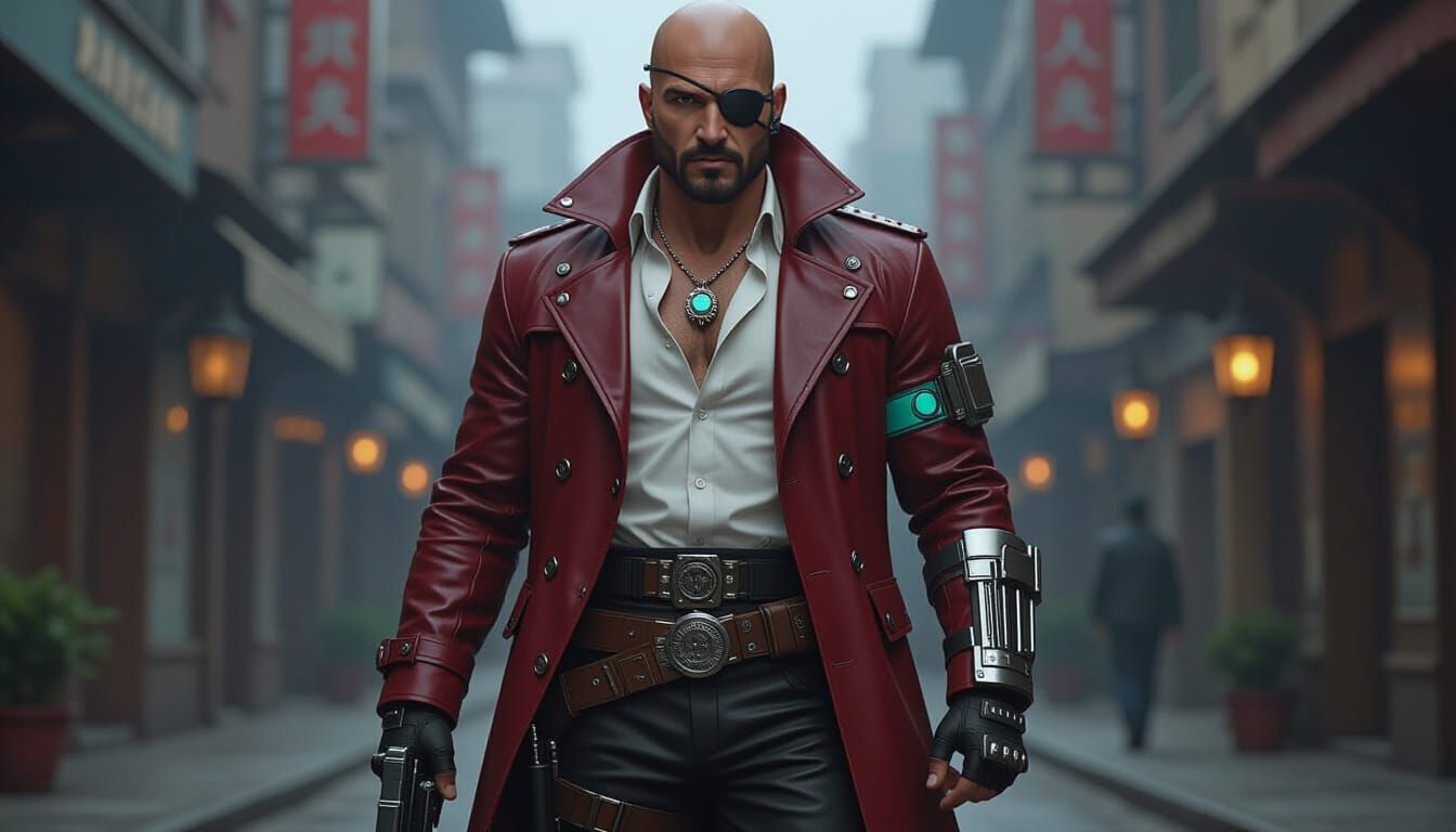 Handsome Mexican Man in Cyberpunk Anime Style