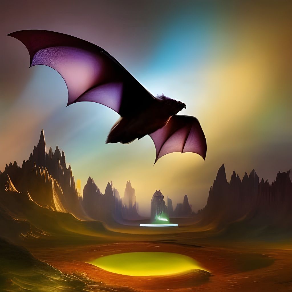 Gliding Bat in Magical Meadow Fantasycore Artwork