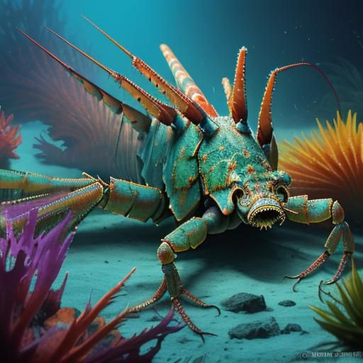 Hyperrealistic Lobster Librarian in Splash Art Style