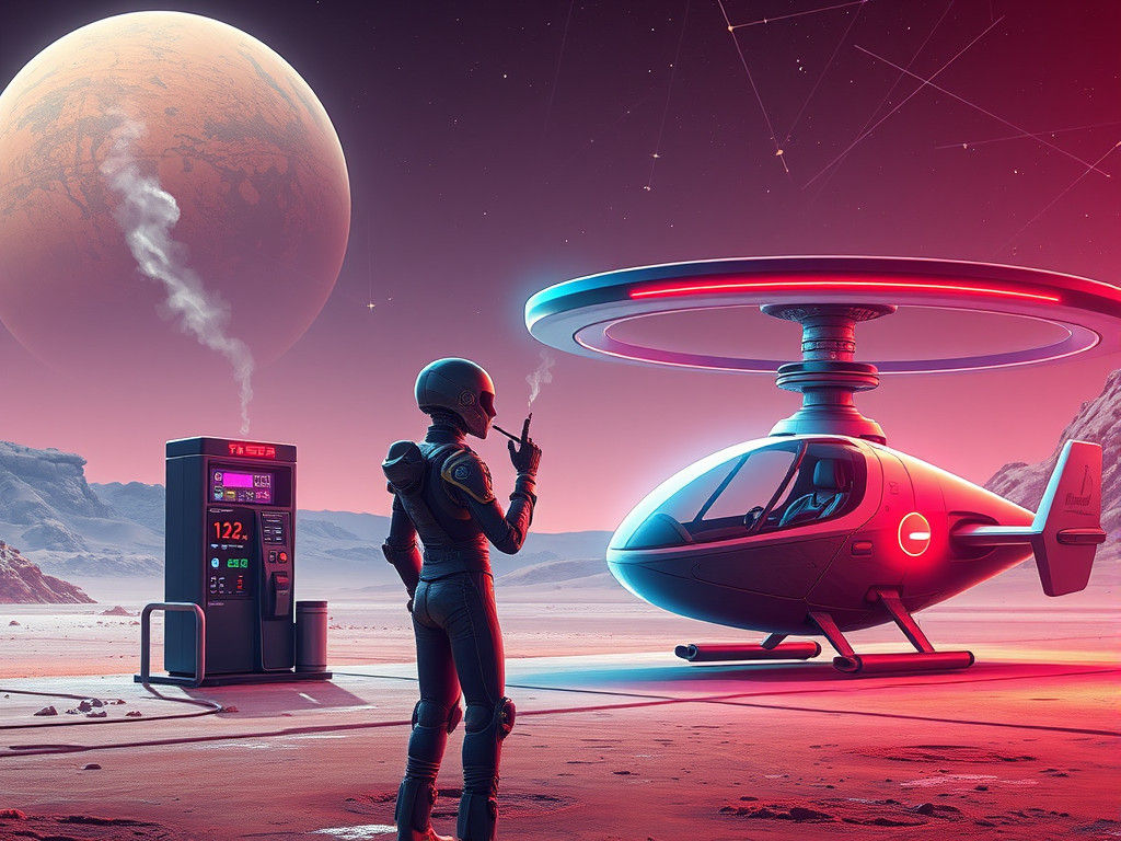 Futuristic Sci-Fi Gas Station on Mars
