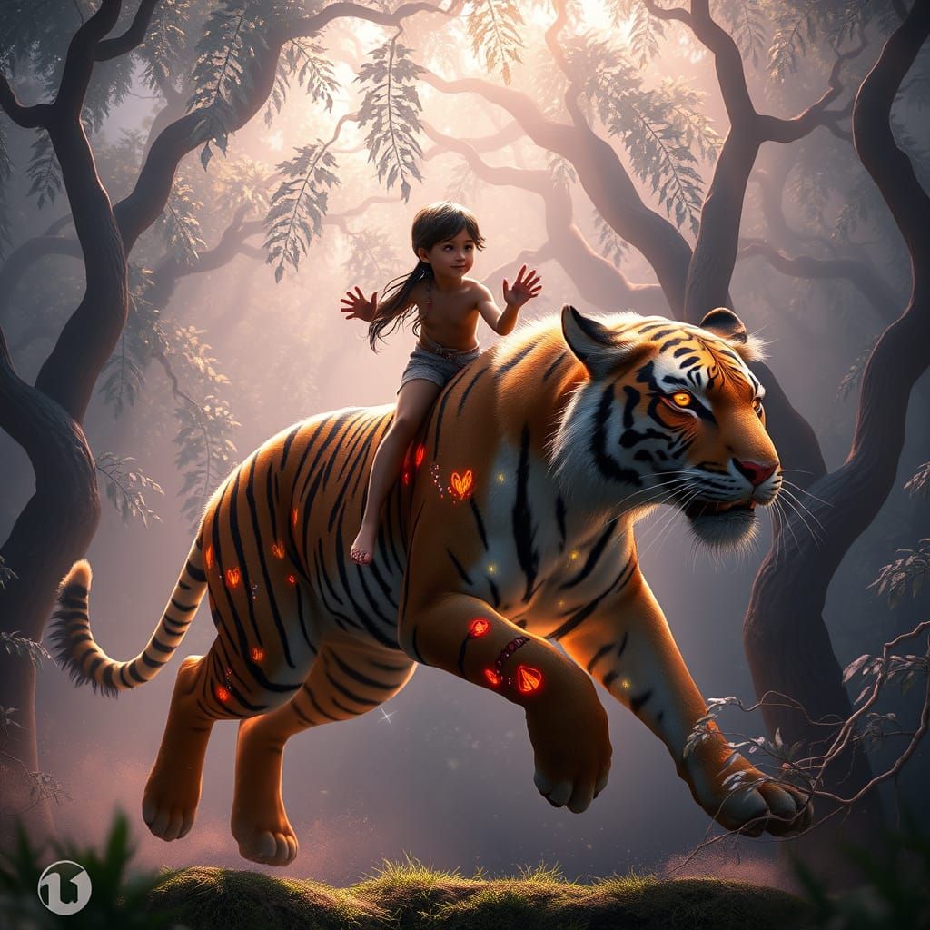 Mystical Jungle Adventure with Glowing Tattoos