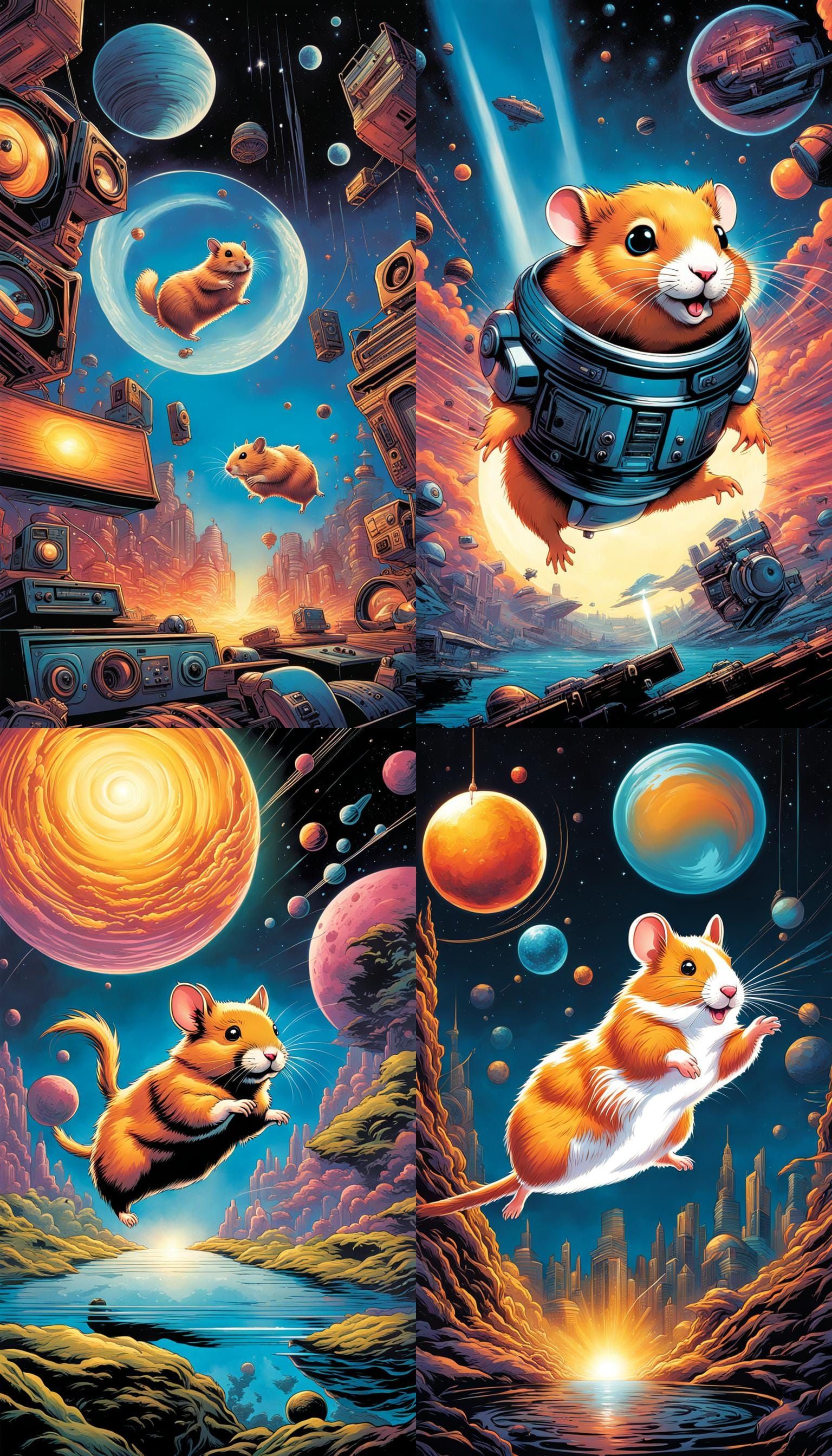 Hamster Floats on 1960s Techno Album Cover