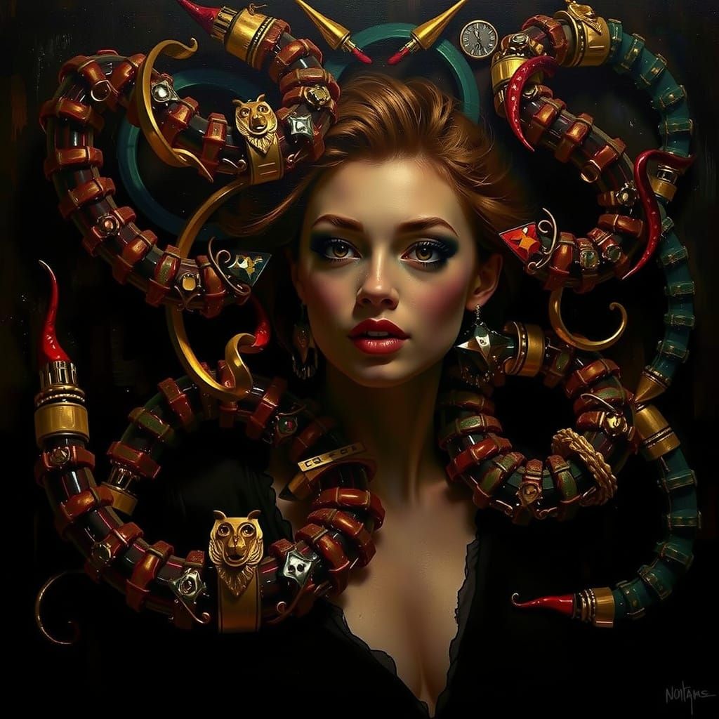 Hyperrealistic Gold & Silver Sculpture with Vivid Colors