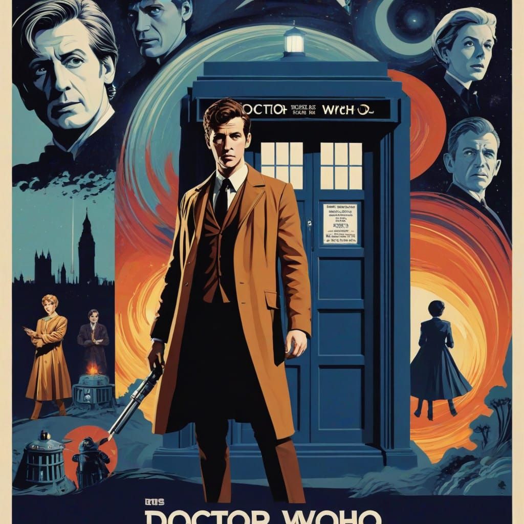 Doctor Who 1962 Movie Poster in Retro Sci-Fi Style