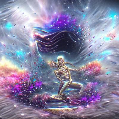 Holographic Cosmic Afterlife Illustration in Astral Style