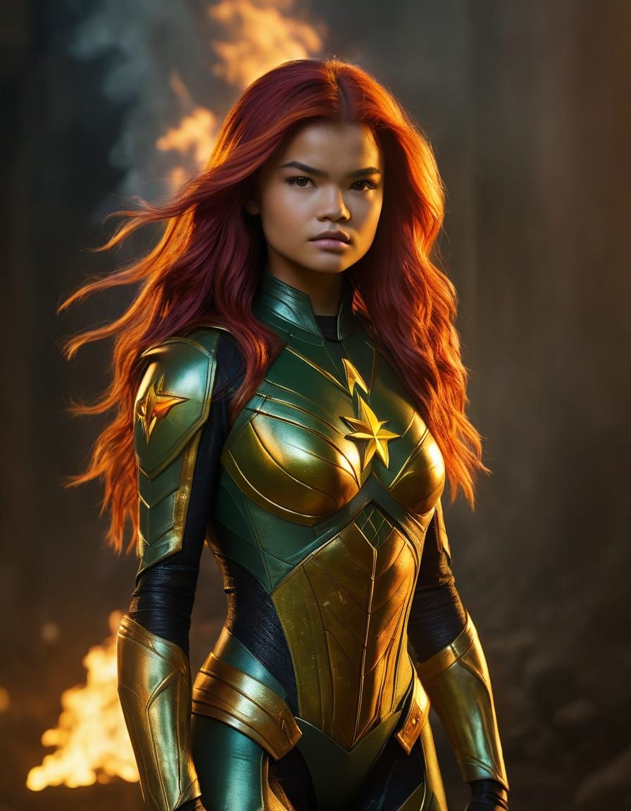 Starfire: Alien Princess Superheroine in Comic Art Style