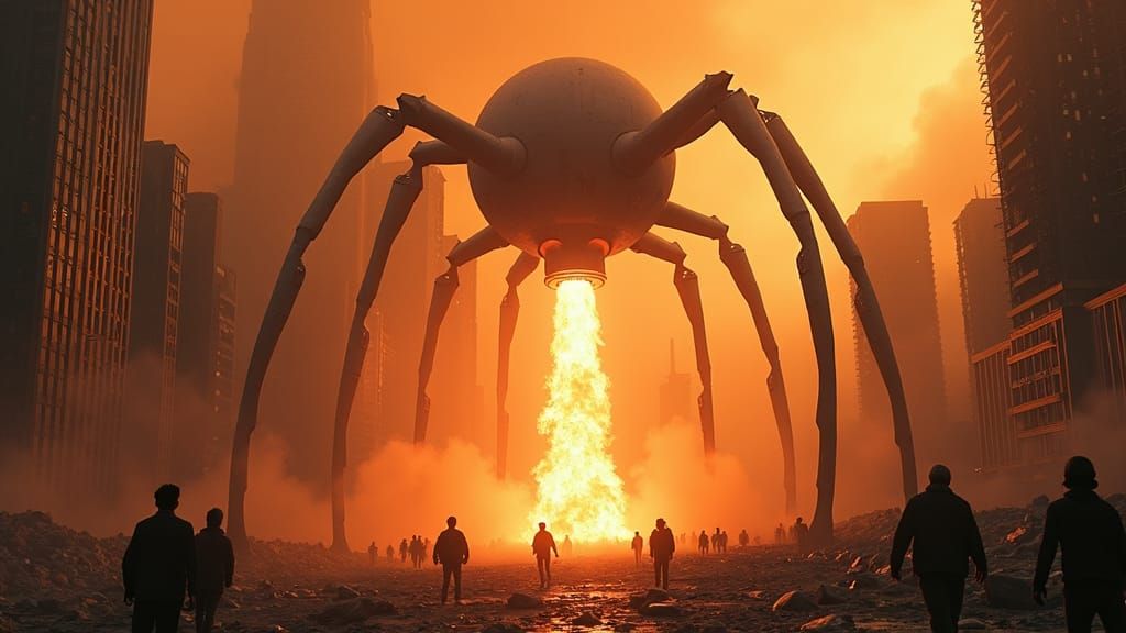 Martian Tripod Rises Over Burning Toronto