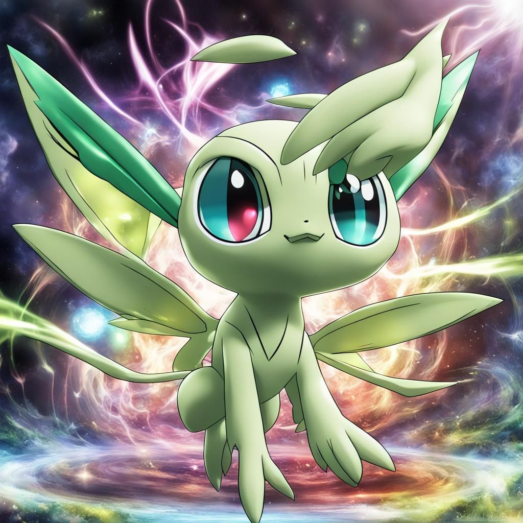 Celebi Holocard in Anime Style