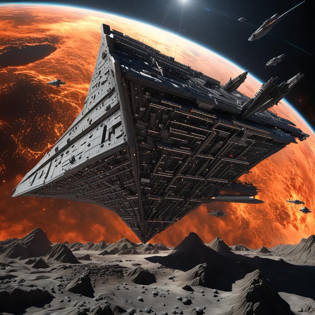 Planet-Sized Star Destroyer Solar Sail in Space