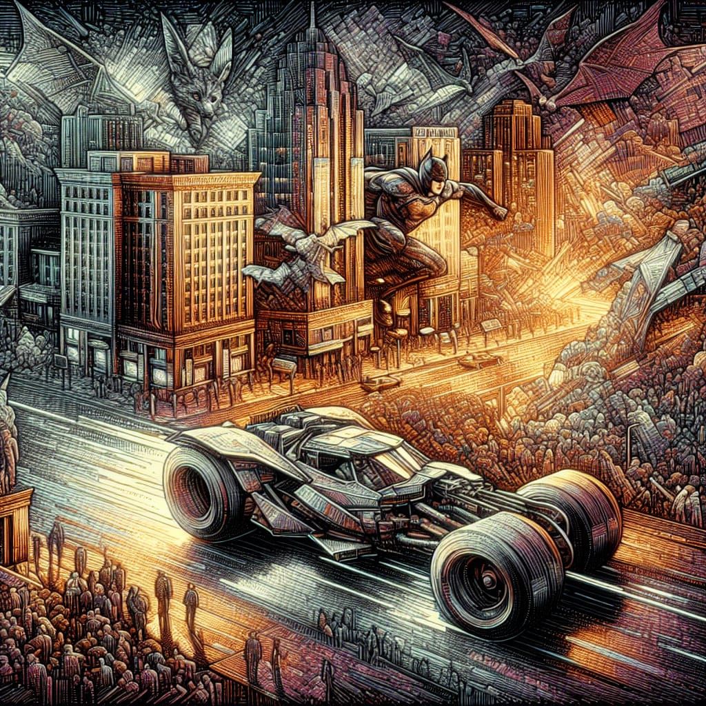 Cinematic Superhero Ride Through Vibrant Cityscape