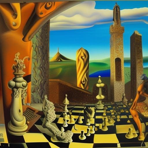 surreal toscana italy and a chess